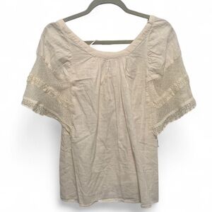 New with Tags Old Navy Cream Boho Crochet Panels Dolman Sleeve Top